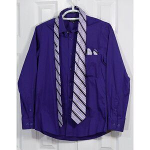 Marquis Men's Cotton Blend Slim Fit Dress Shirts with tie and Handkerchief